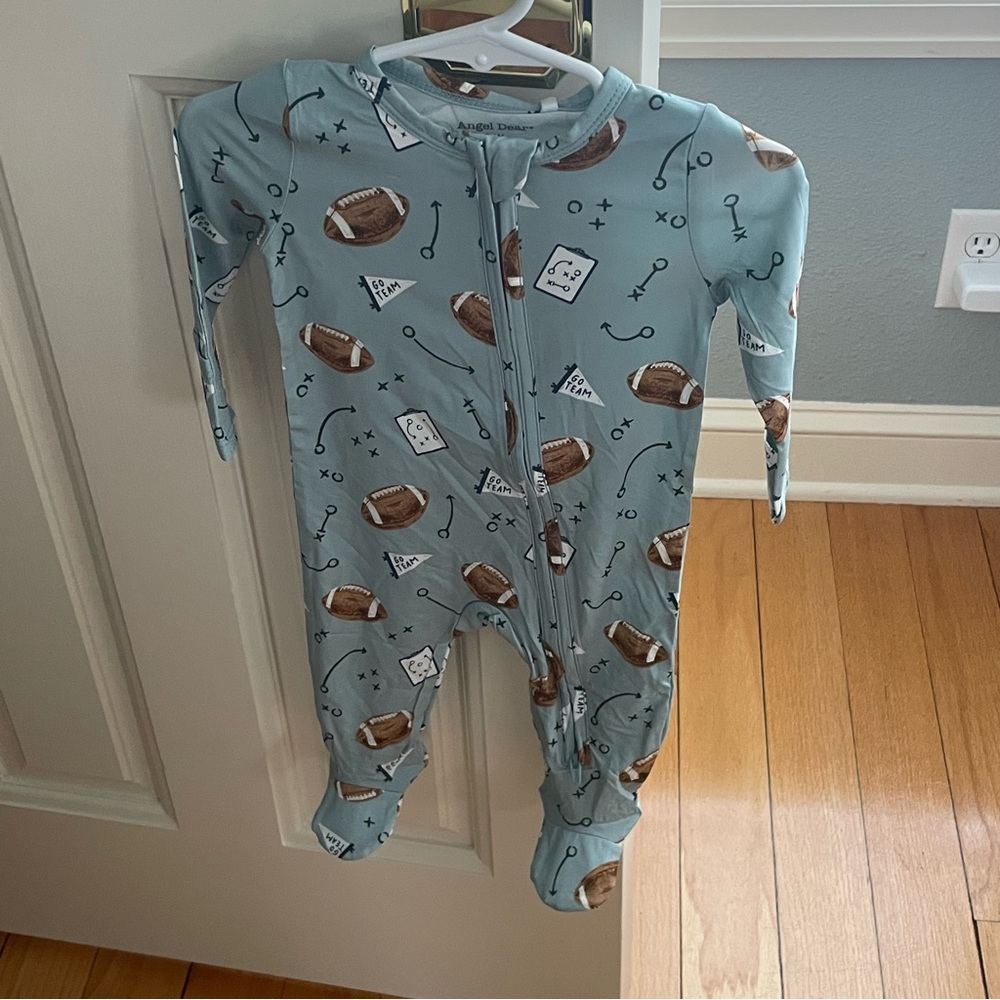 NWT Angel Dear Bamboo Football Print Footie Pajama